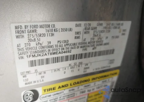 2021 Ford Expedition Limited Max z USA, uszkodzony, nr VIN 1FMJK2AT8MEA04692